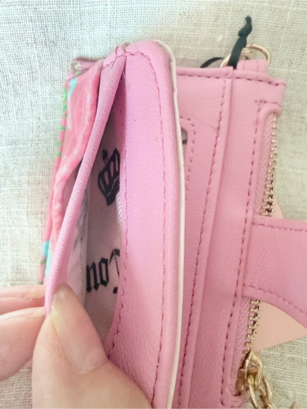 Juicy Couture Pink Velour Cherry Card Holder Wallet NWT